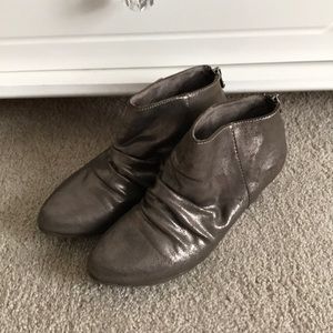Metallic ankle booties